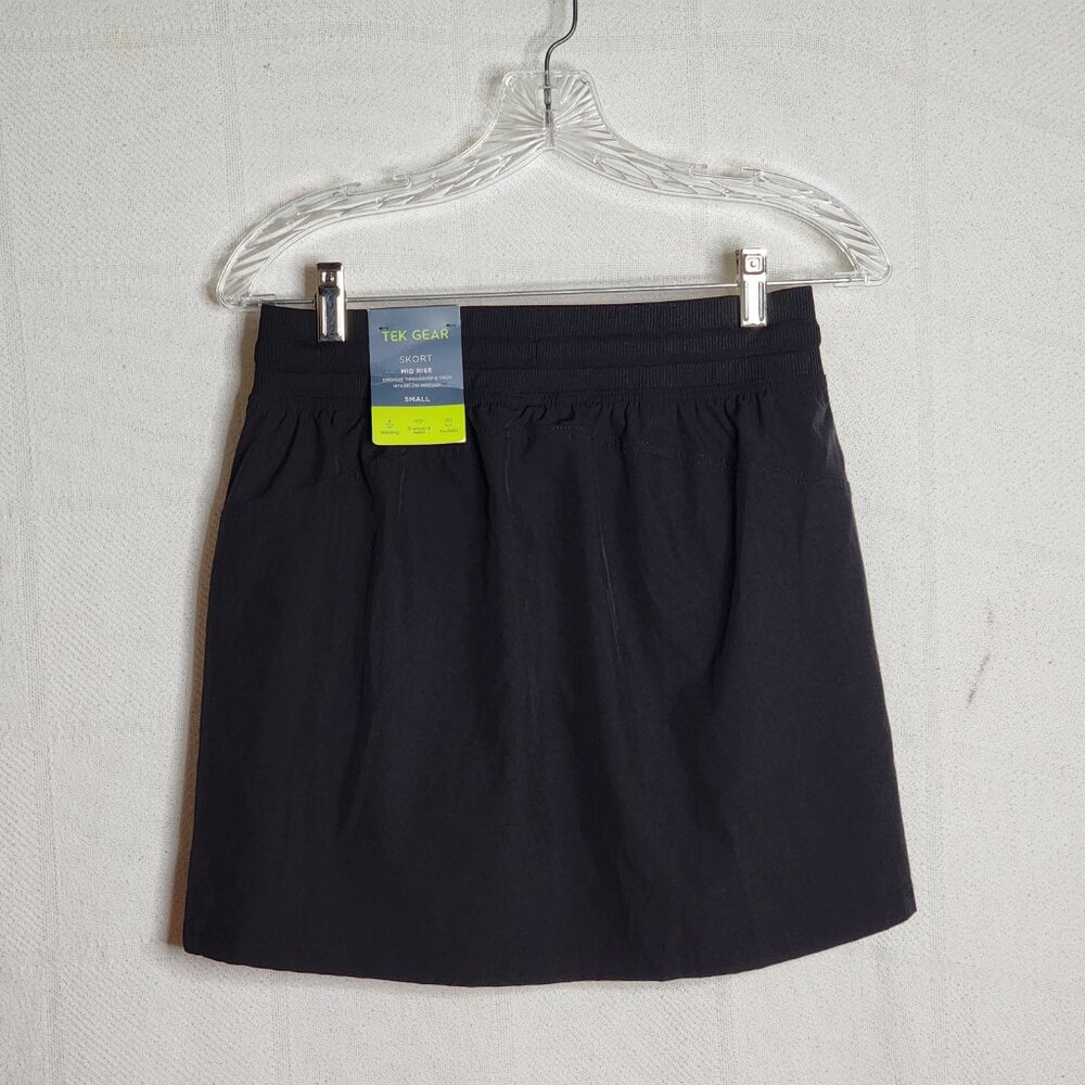 Tek Gear Mineral Black Mid Rise Wicking Drawstring Pocketed Poly Span Skort Sz S - Picture 7 of 16